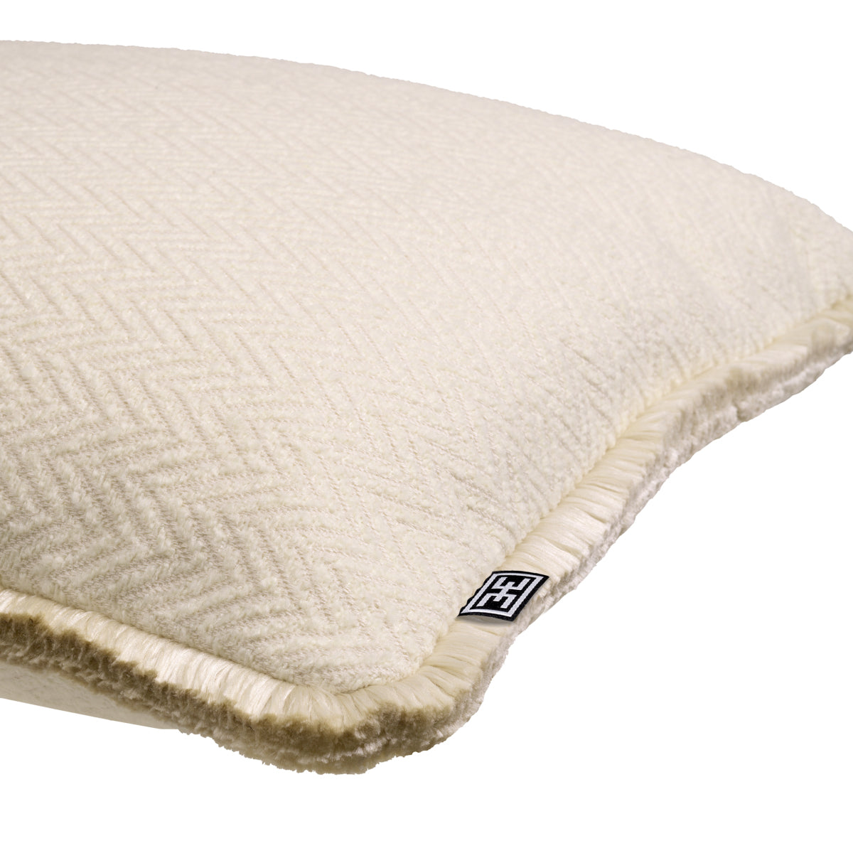 Herringbone Pattern Fringed Cushion L Kauai | Cabothousefurniture.com