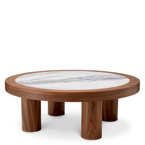 Oak Veneer Marble Coffee Table Presedio | Cabothousefurniture.com