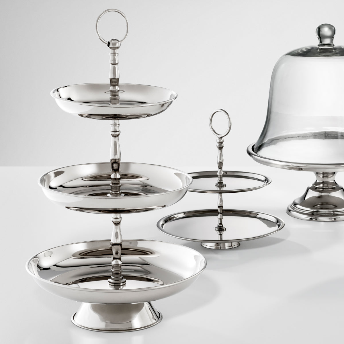 Silver Triple Cake Stand Oriole | Cabothousefurniture.com
