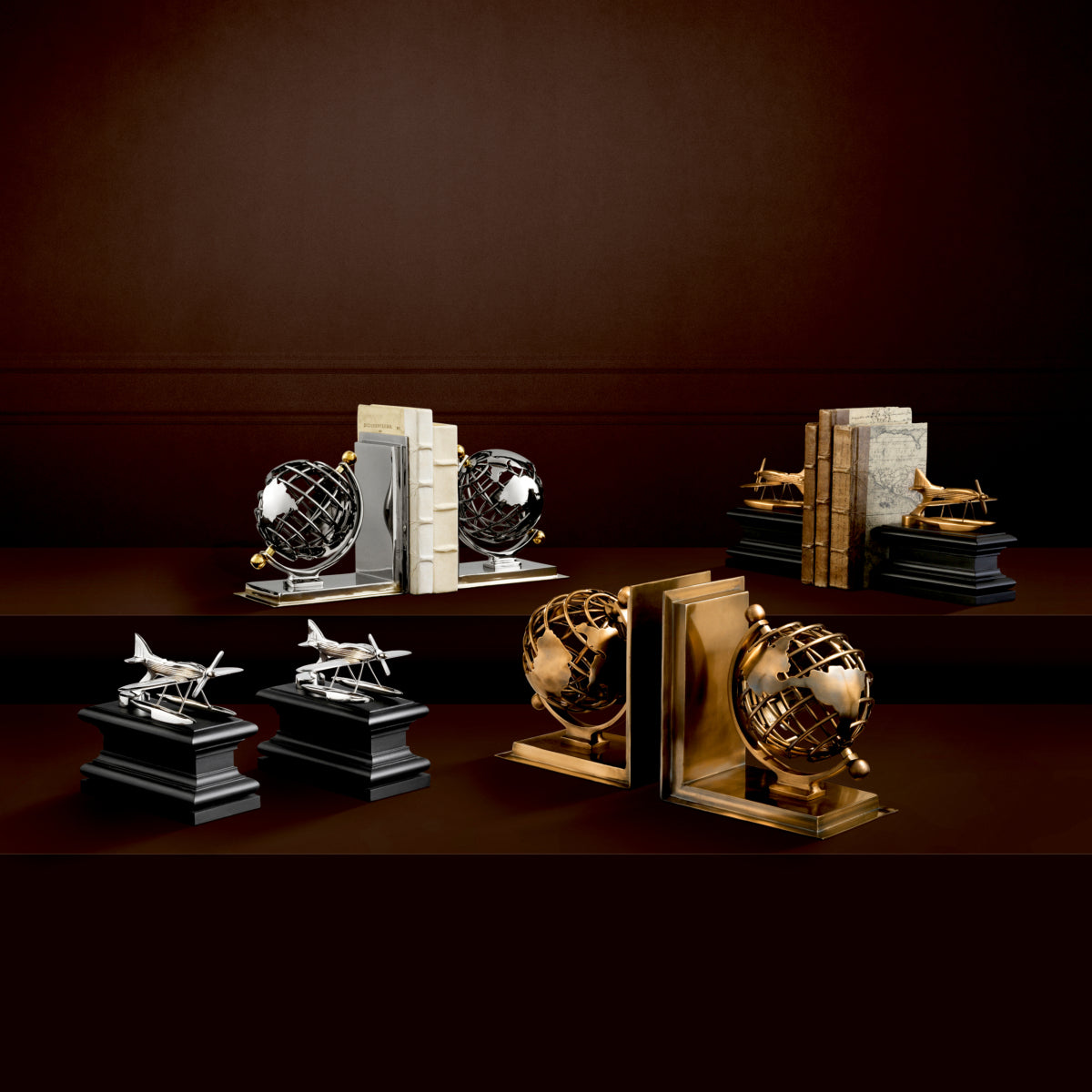 Metal Bookend Set (2) Globe | Cabothousefurniture.com