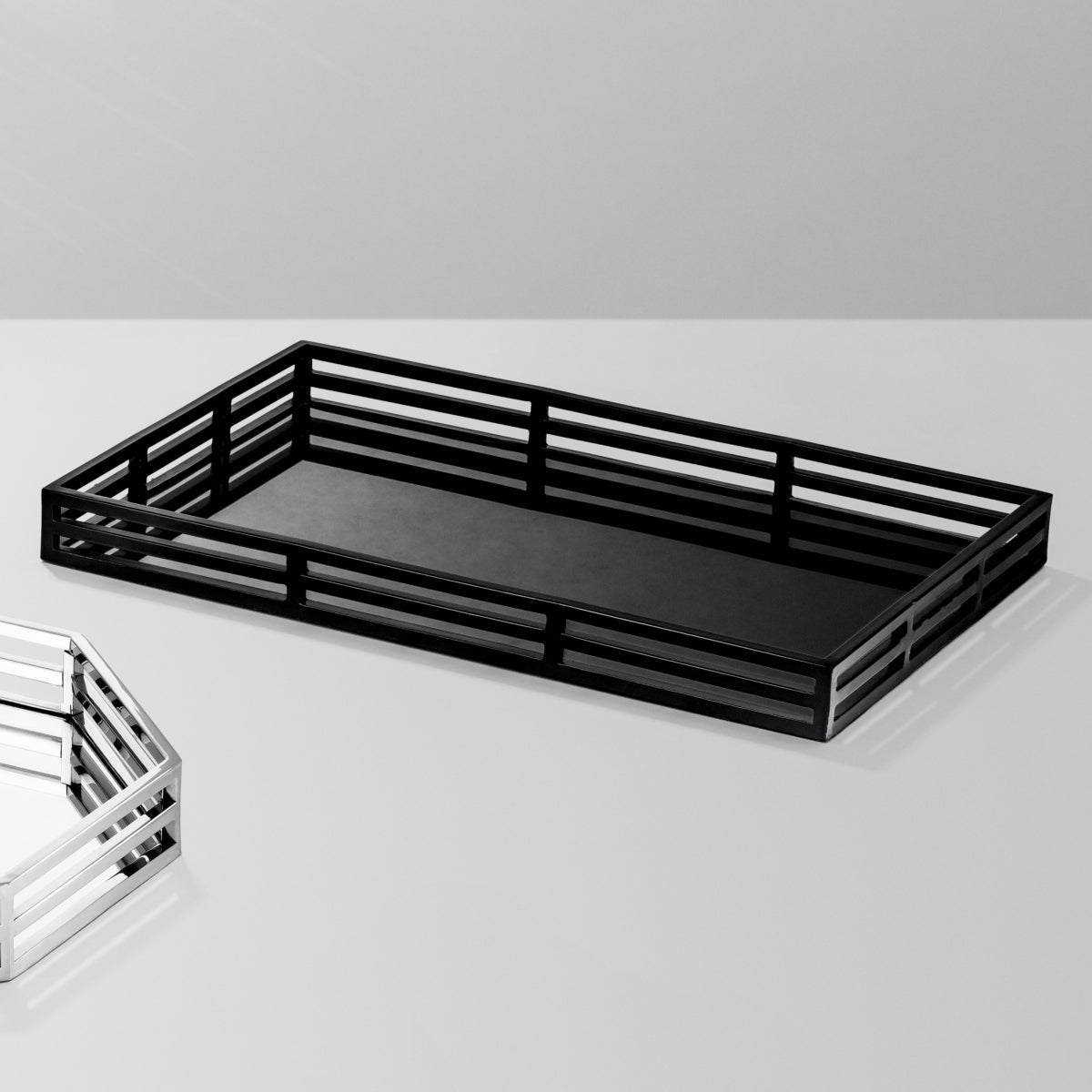 Black Glass Display Tray Giacomo | Cabothousefurniture.com