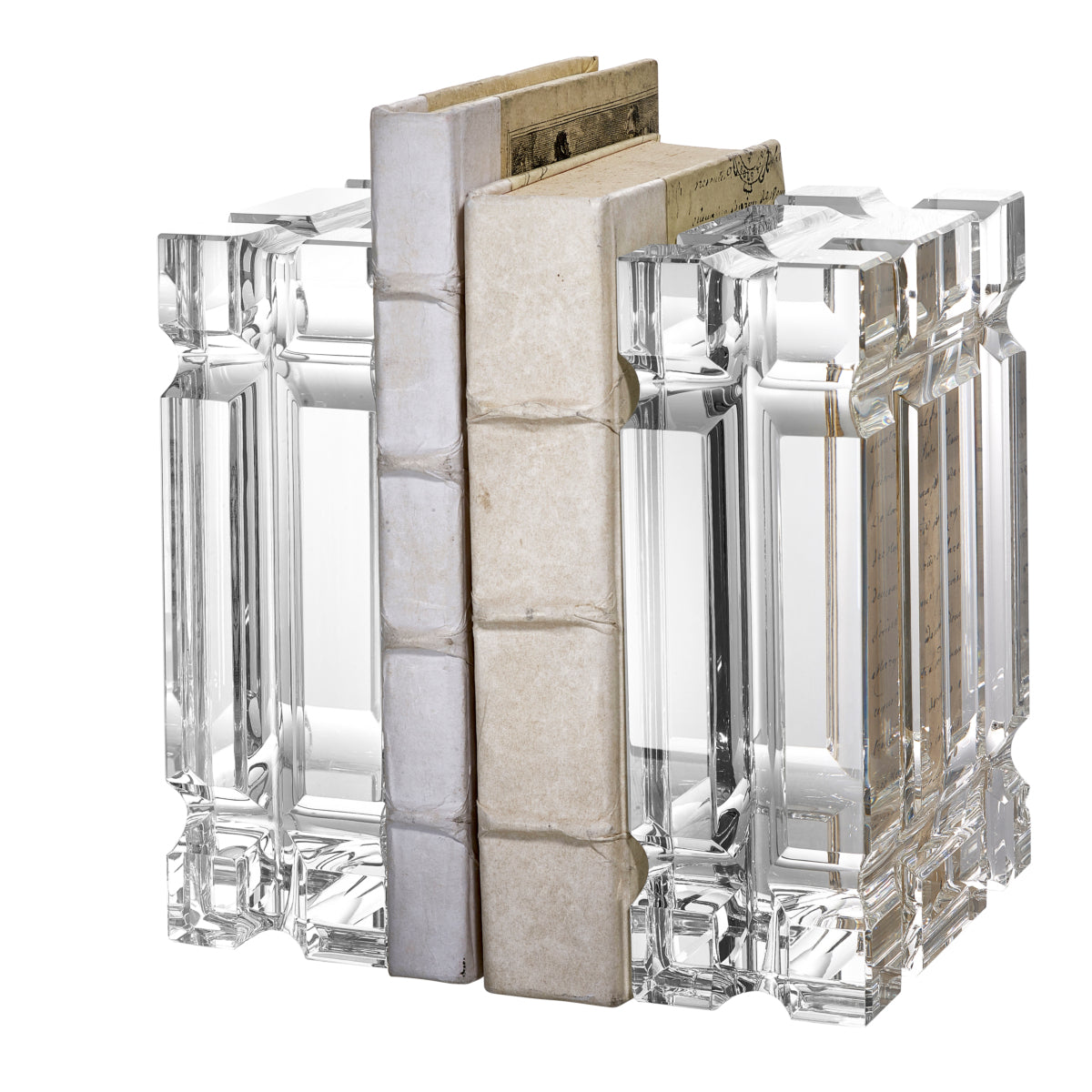 Crystal Glass Bookends (2) Linea | Cabothousefurniture.com