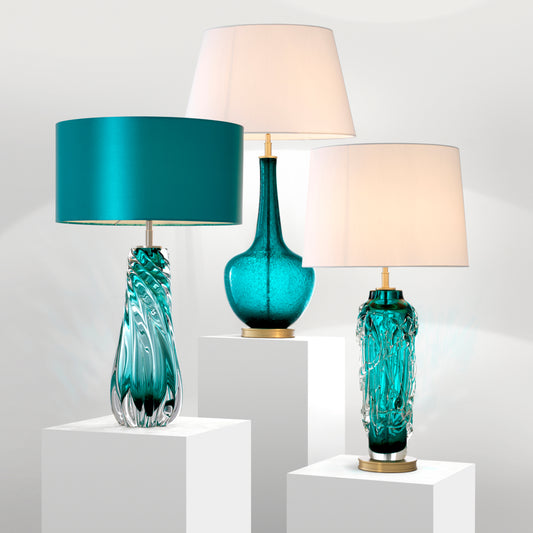 Turquoise Glass Table Lamp Barron | Cabothousefurniture.com