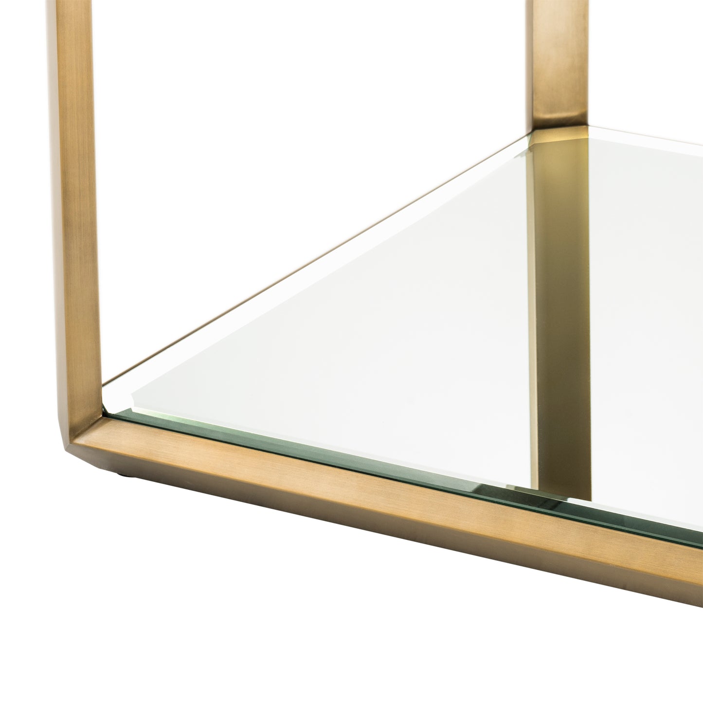 Brass Glass Box Side Table Callum | Cabothousefurniture.com