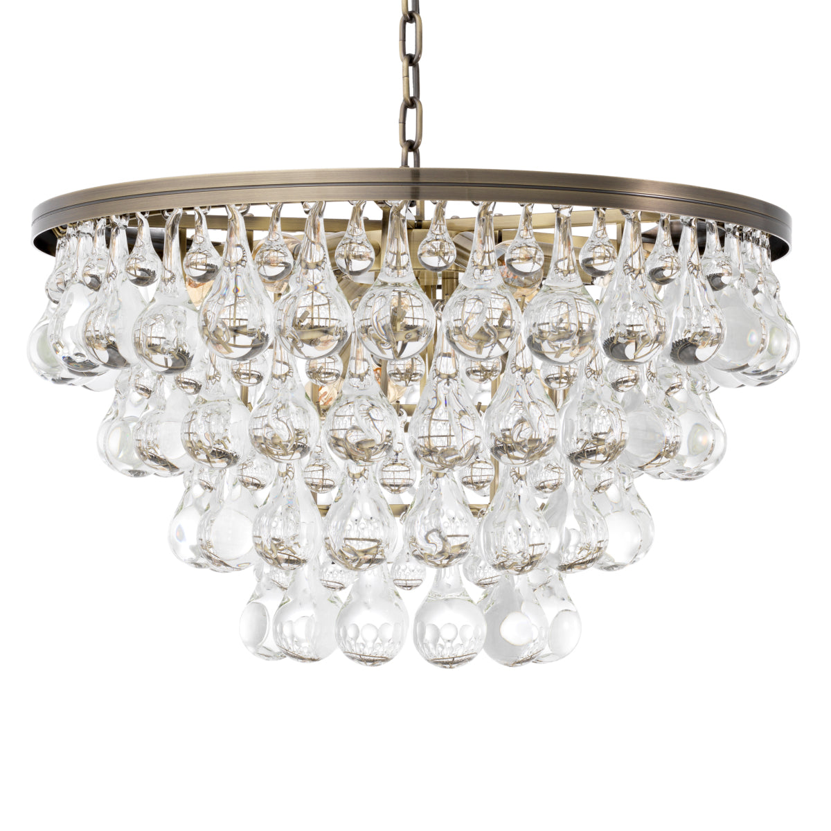 Brass Glass Drop Chandelier Bolzano