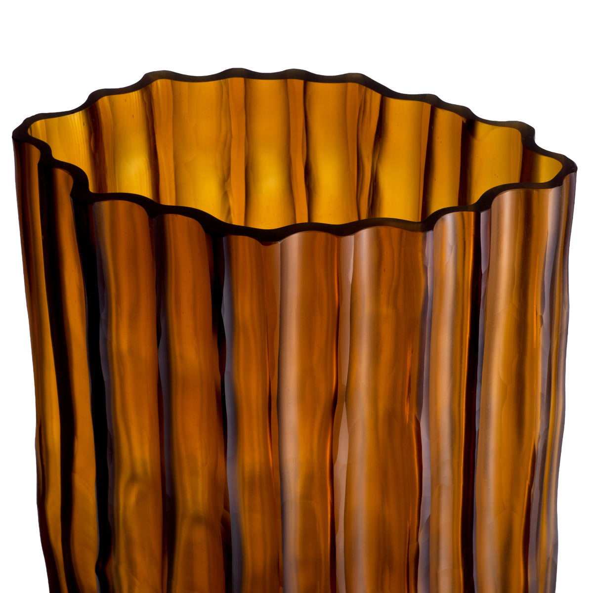 Fluted Amber Glass Vase Vivente | Cabothousefurniture.com