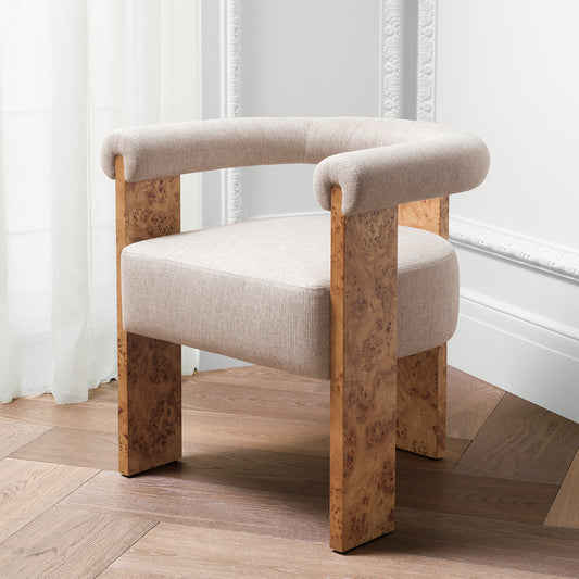 Light Brown Burl Dining Chair Percy | Cabothousefurniture.com