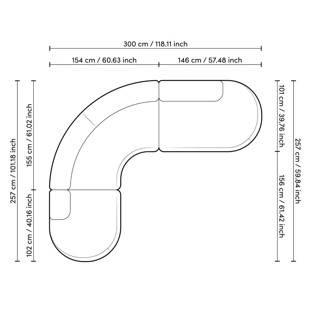 Curved Modern Sofa L Bjorn | Cabothousefurniture.com