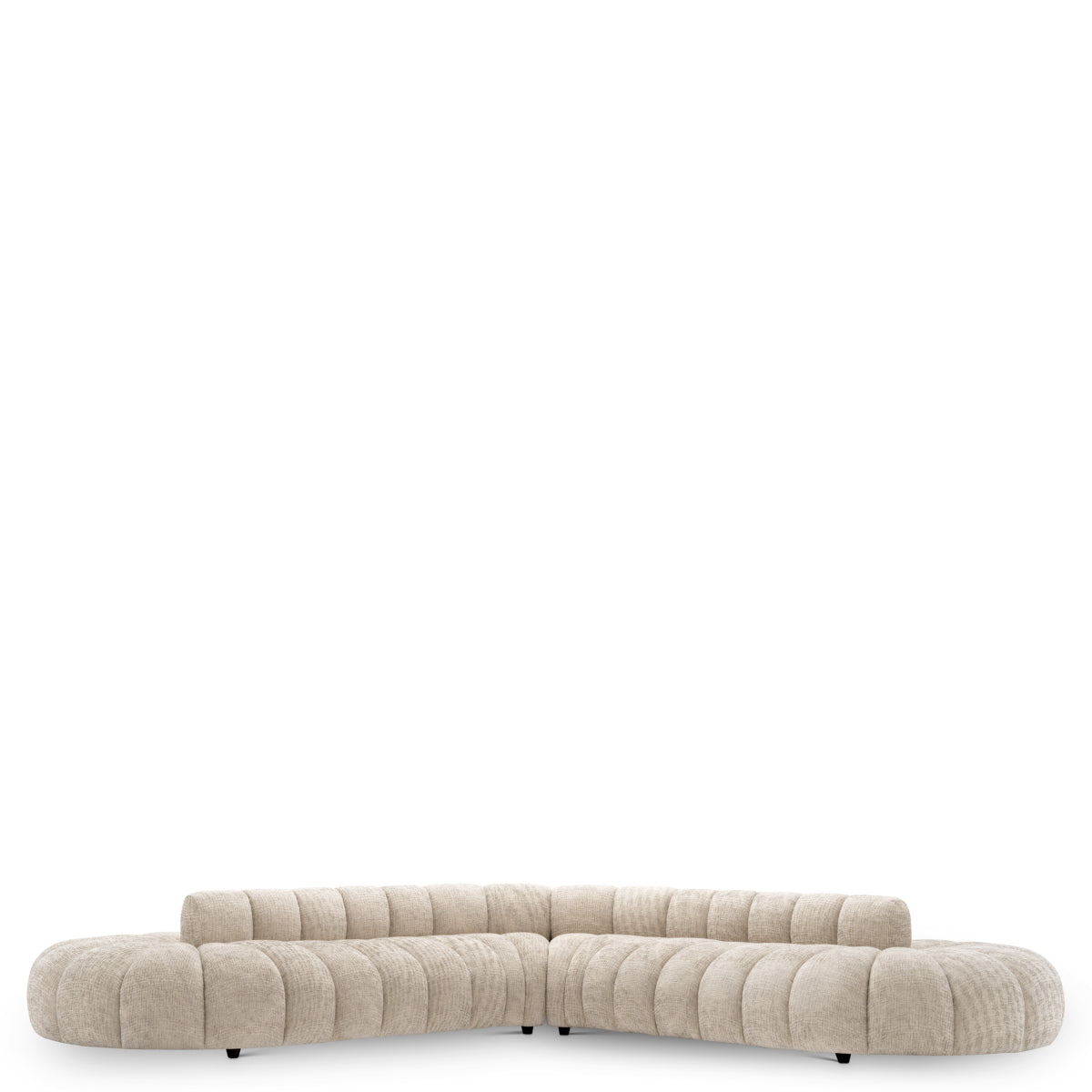 Beige Channeled Curved Sofa Alison | Cabothousefurniture.com