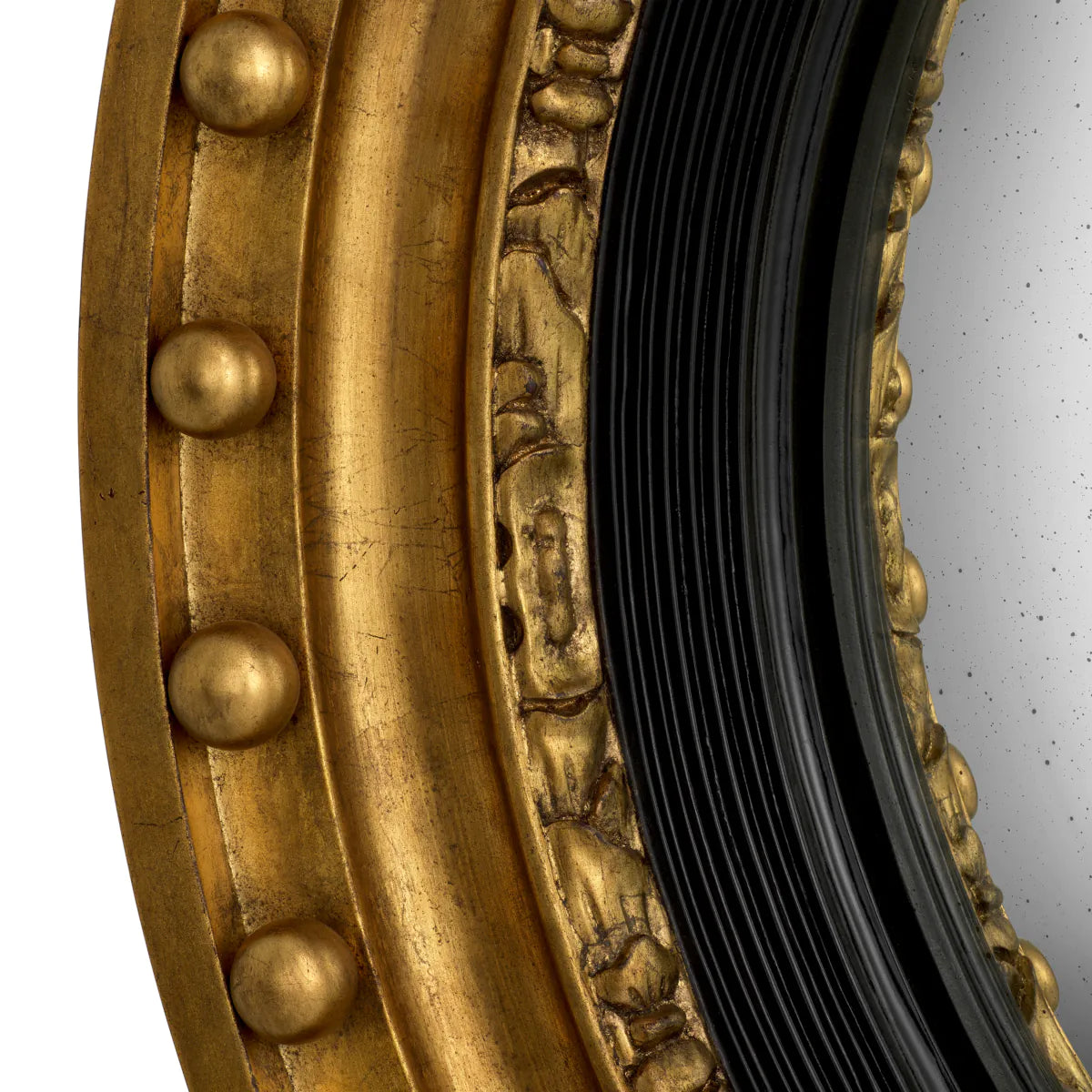 Antique Gold Convex Mirror Girandole | Cabothousefurniture.com