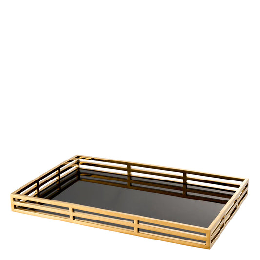 Black Glass Display Tray Giacomo | Cabothousefurniture.com
