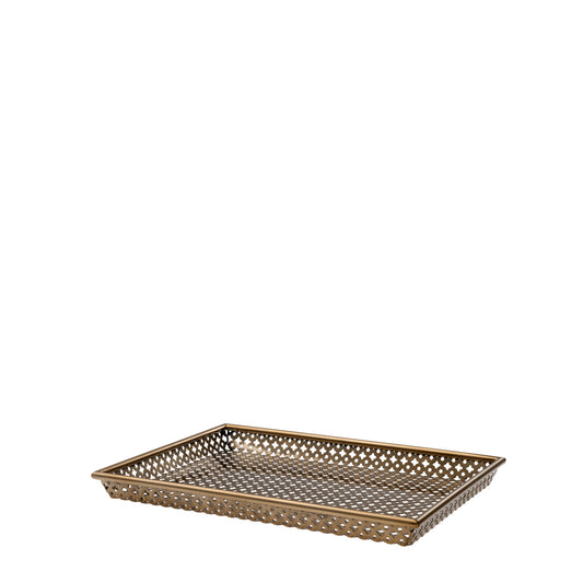 Antique Brass Rectangular Tray Sirenuse | Cabothousefurniture.com