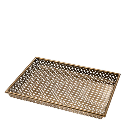 Antique Brass Rectangular Tray Sirenuse | Cabothousefurniture.com
