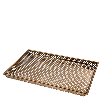 Antique Brass Rectangular Tray Sirenuse | Cabothousefurniture.com