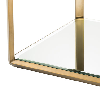 Brass Glass Box Side Table Callum | Cabothousefurniture.com