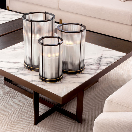 Bronze Cylindrical Glass Hurricane S Mayson | Cabothousefurniture.com