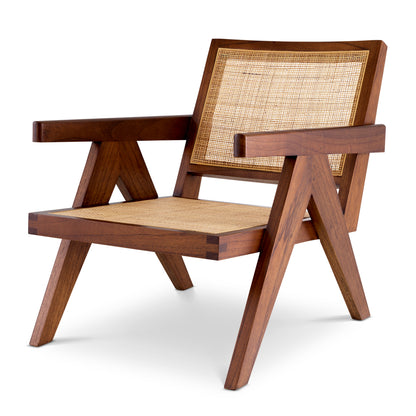 Brown Rattan Lounge Armchair Aristide | Cabotfurniture.com