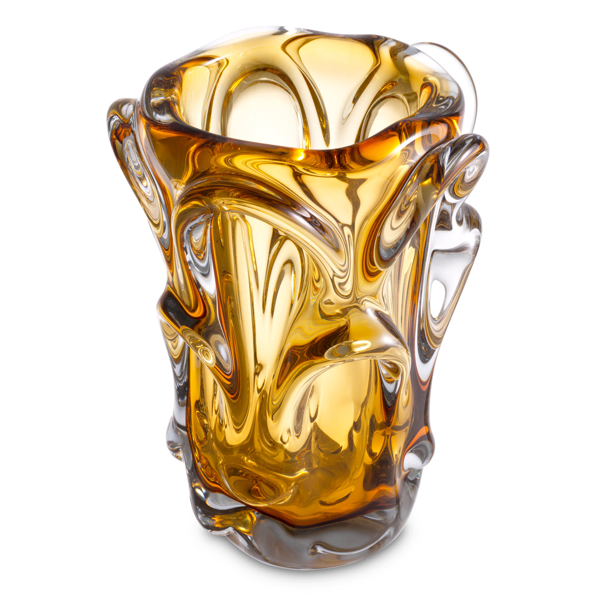 Yellow Handblown Glass Vase S Aila | Cabothousefurniture.com