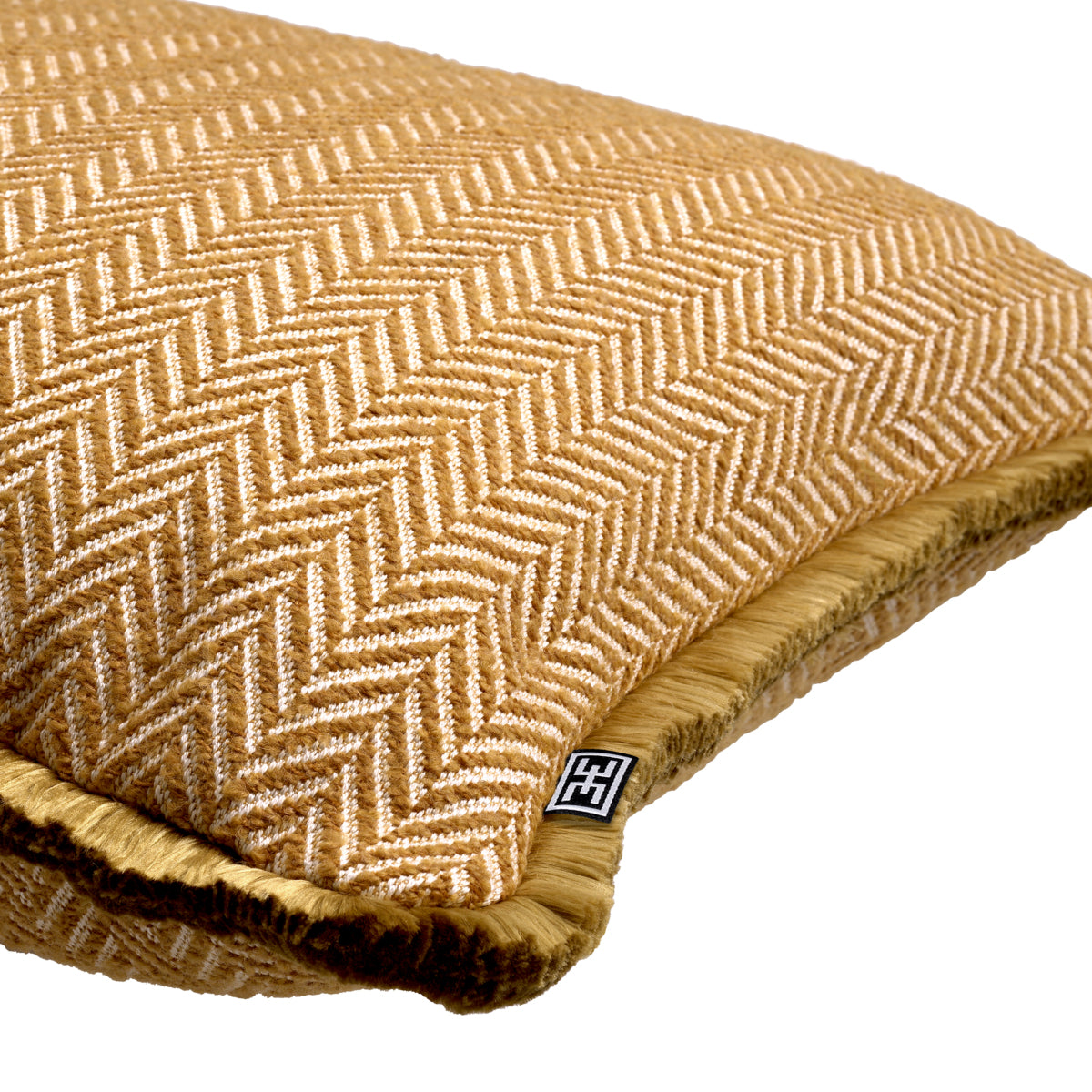 Herringbone Pattern Fringed Cushion L Kauai | Cabothousefurniture.com
