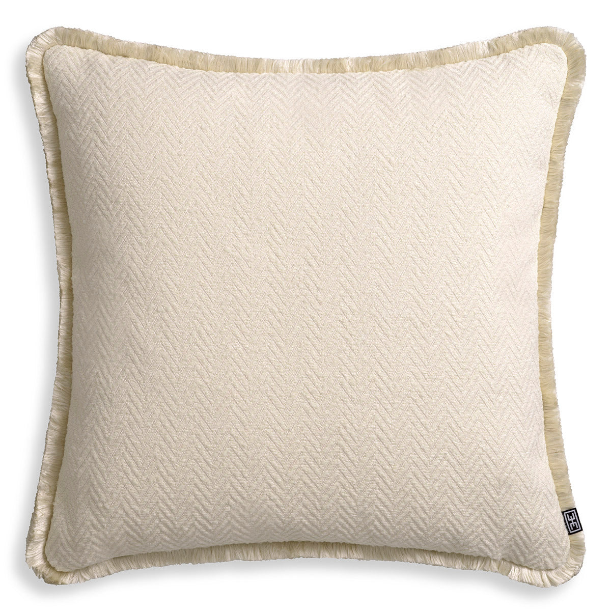 Herringbone Pattern Fringed Cushion L Kauai | Cabothousefurniture.com