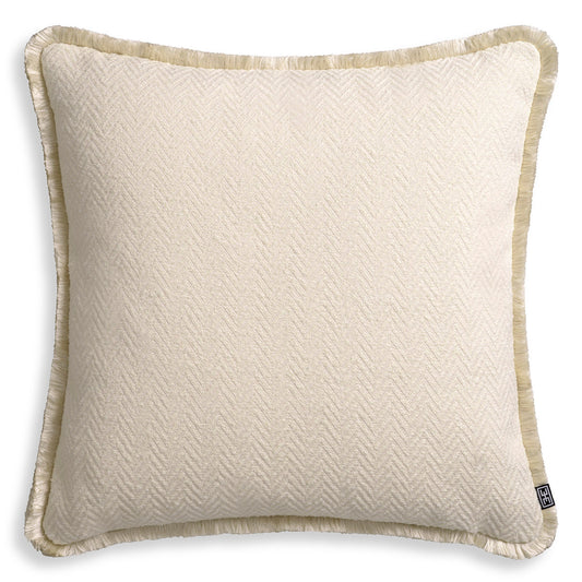 Herringbone Pattern Fringed Cushion L Kauai | Cabothousefurniture.com