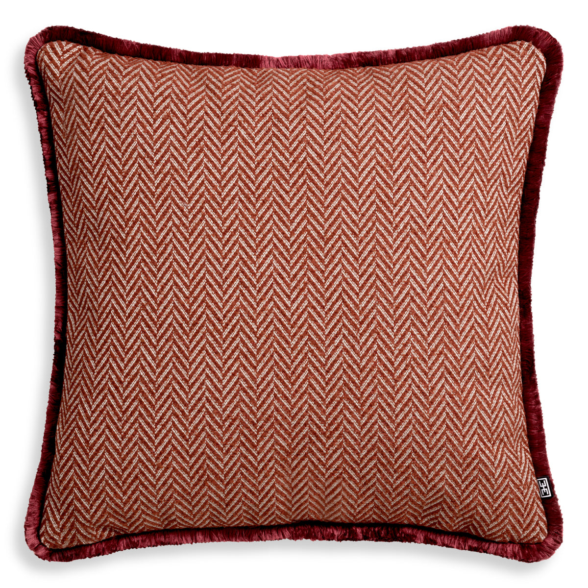 Herringbone Pattern Fringed Cushion L Kauai | Cabothousefurniture.com