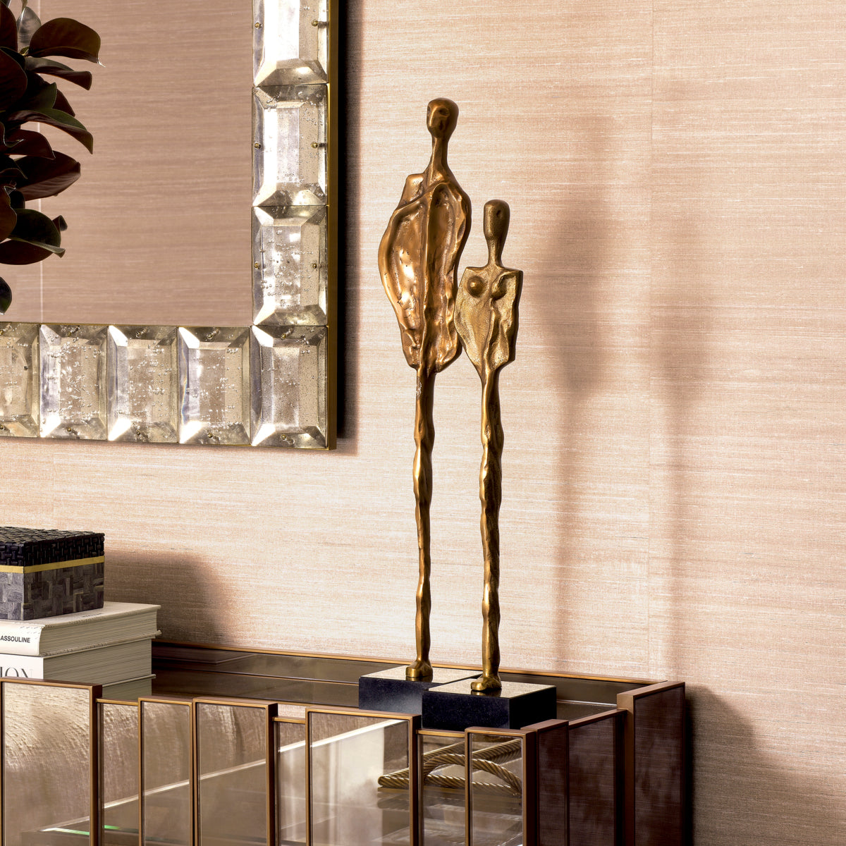 Vintage Brass Deco Object Set (2) Dual | Cabothousefurniture.com