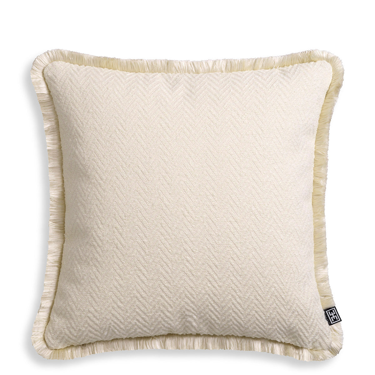 Herringbone Pattern Fringed Cushion S Kauai | Cabothousefurniture.com