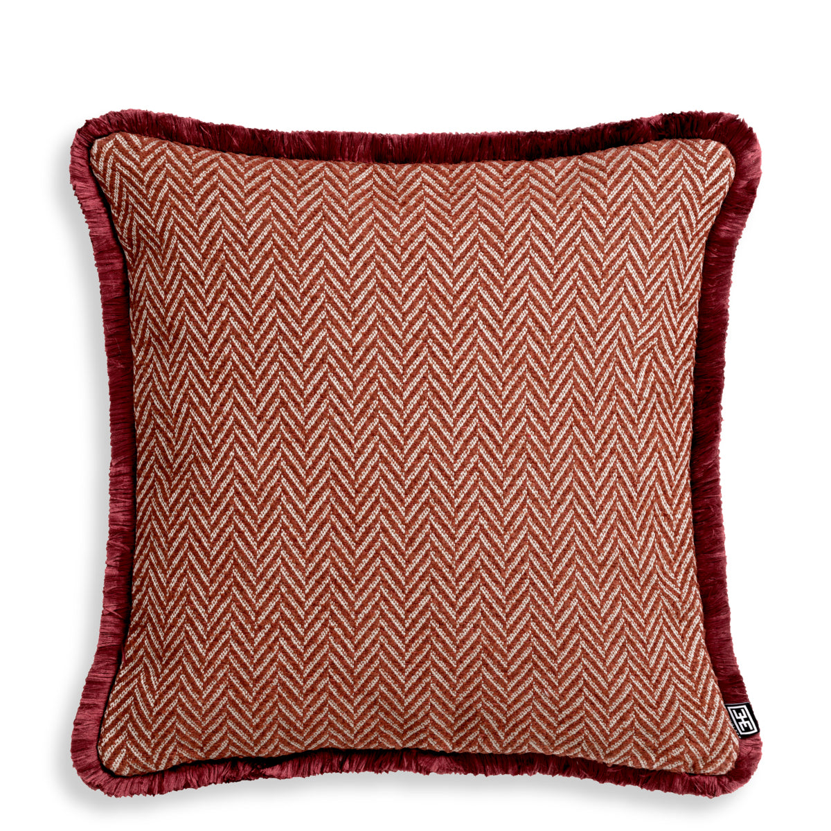 Herringbone Pattern Fringed Cushion S Kauai | Cabothousefurniture.com