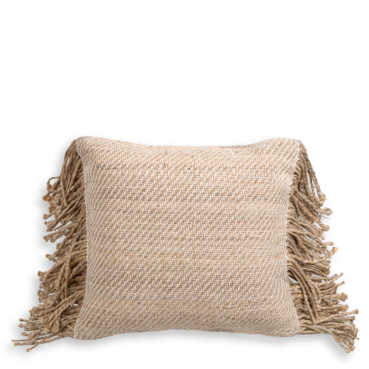 Natural Jute Fringed Cushion L Vieste | Cabothousefurniture.com