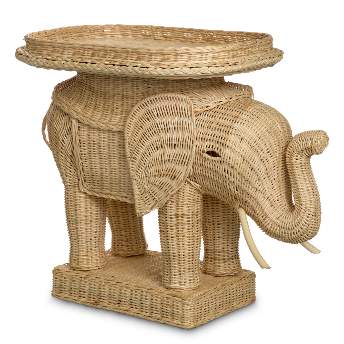 Rattan Sculptural Side Table Elephant | Cabothousefurniture.com
