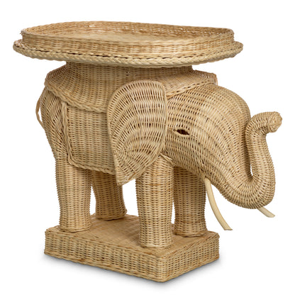 Rattan Sculptural Side Table Elephant | Cabothousefurniture.com