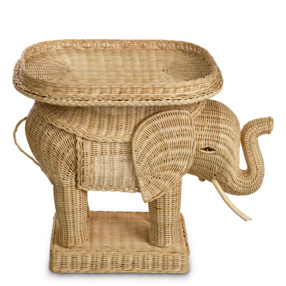 Rattan Sculptural Side Table Elephant | Cabothousefurniture.com