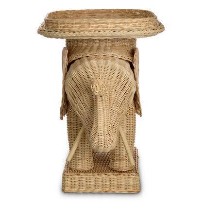 Rattan Sculptural Side Table Elephant | Cabothousefurniture.com