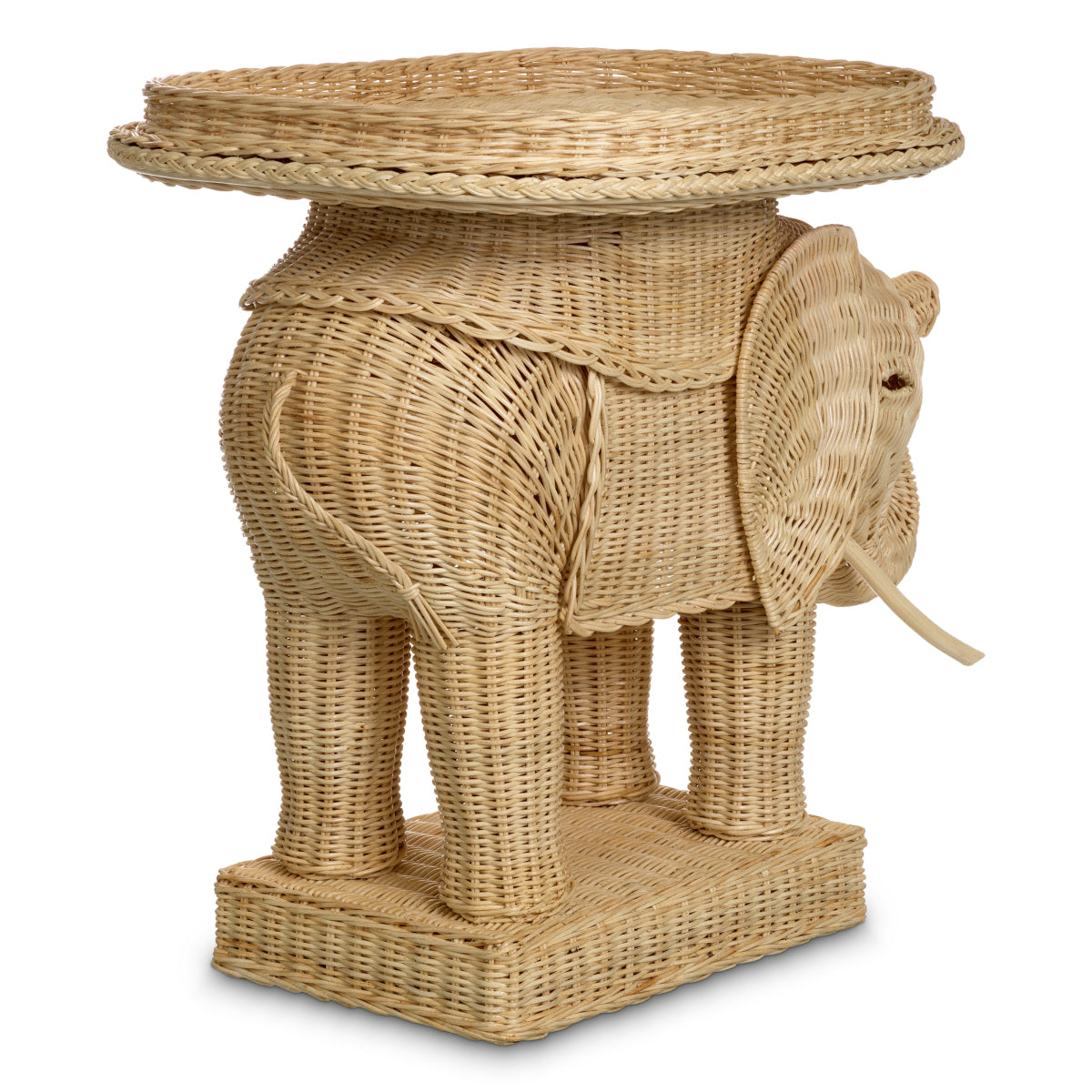 Rattan Sculptural Side Table Elephant | Cabothousefurniture.com