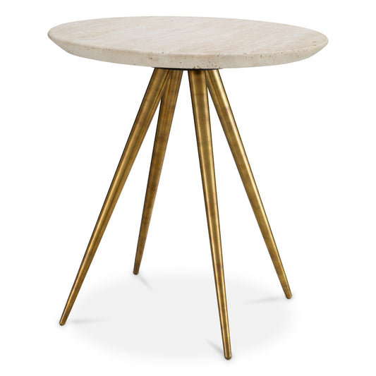 Round Travertine Side Table Ranco | Cabothousefurniture.com