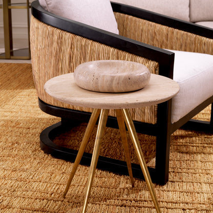 Round Travertine Side Table Ranco