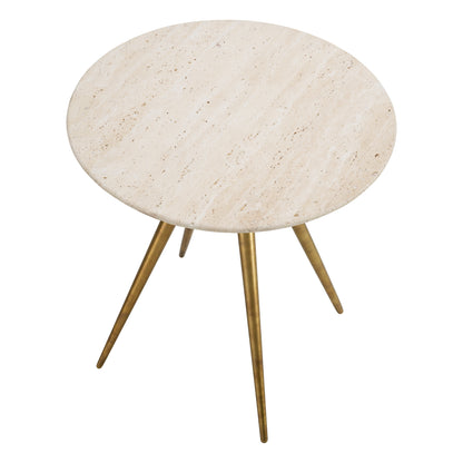 Round Travertine Side Table Ranco | Cabothousefurniture.com
