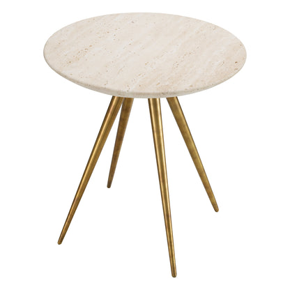 Round Travertine Side Table Ranco | Cabothousefurniture.com