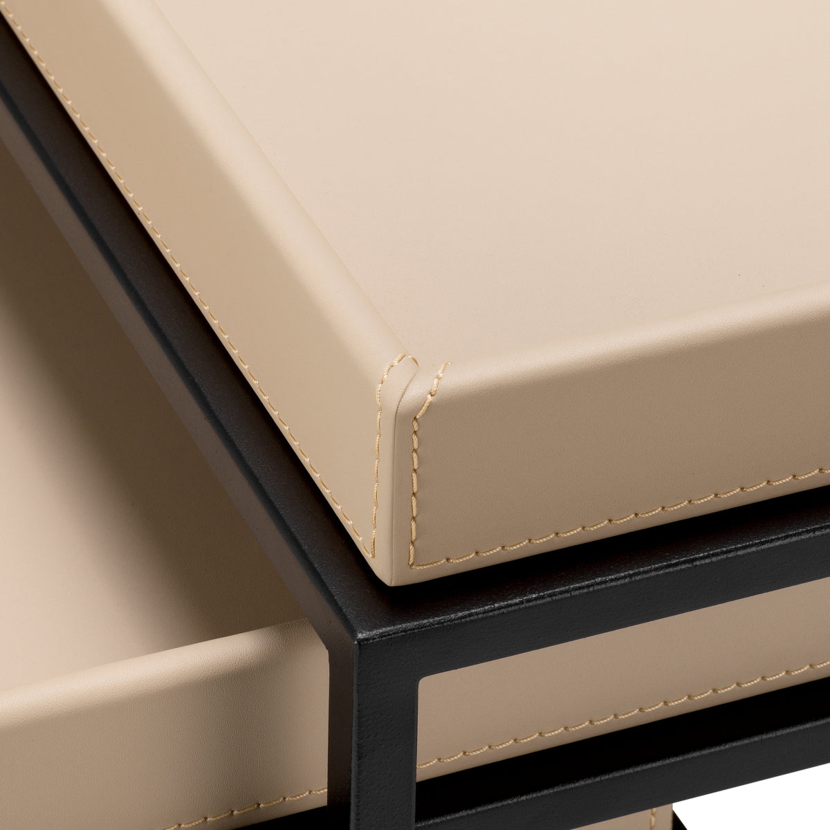 Leather Top Side Tables (3) Léonard