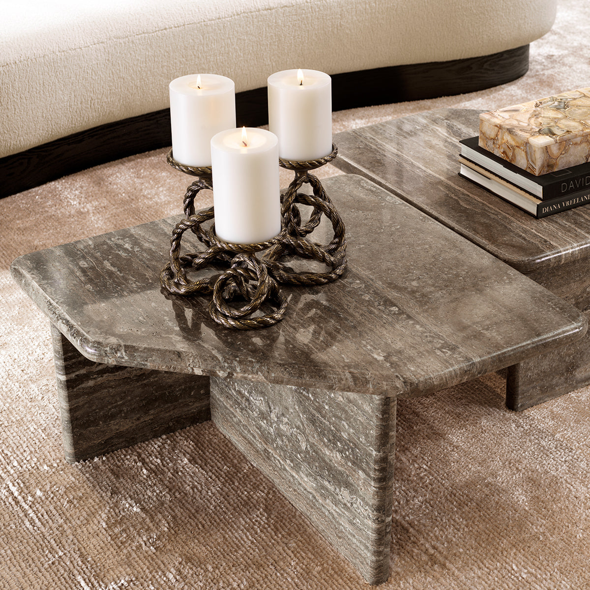 Antique Brass Candle Holder Corwyn (2) | Cabothousefurniture.com