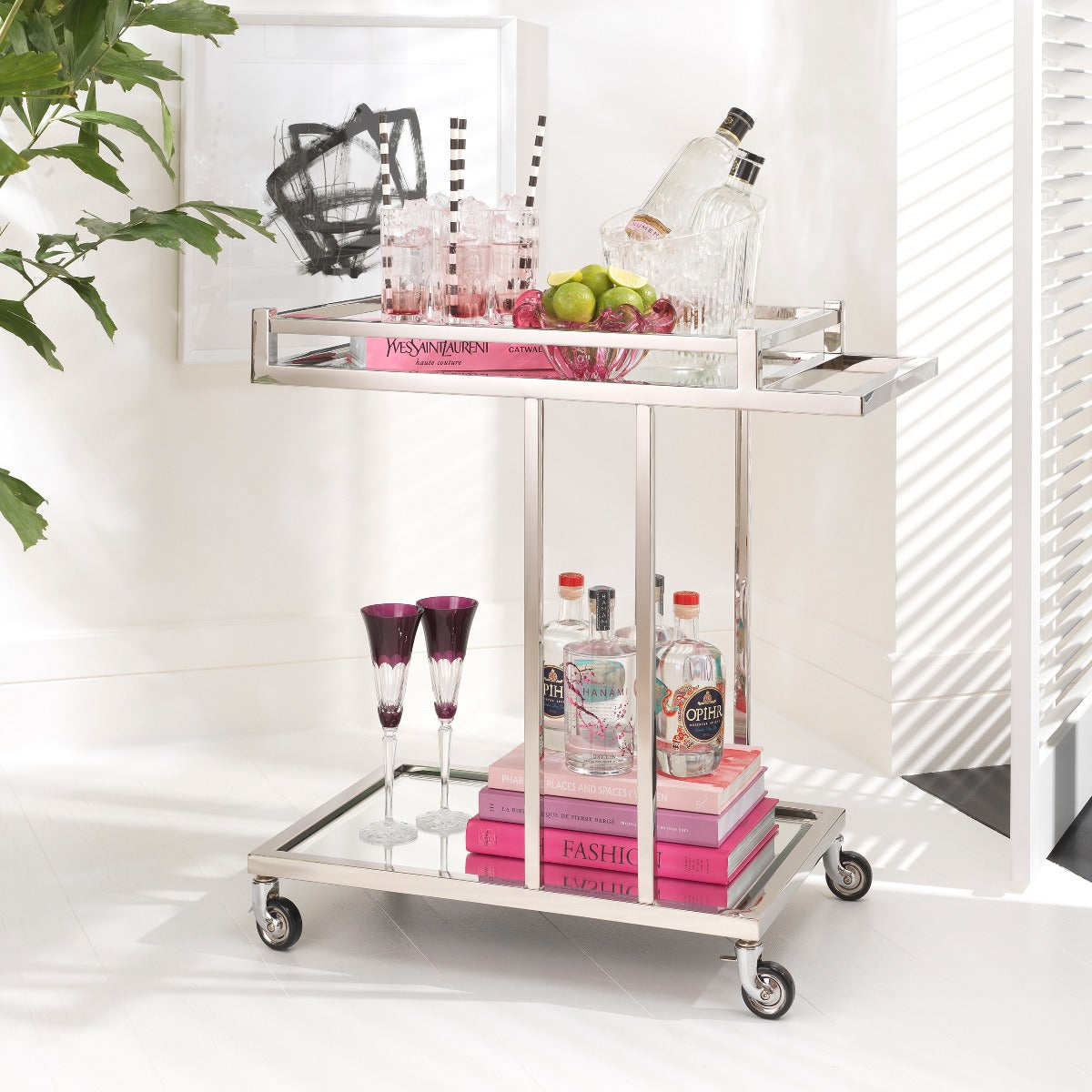Mirror Glass Trolley Beverly Hills | Cabothousefurniture.com