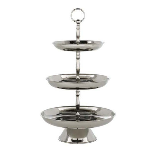 Silver Triple Cake Stand Oriole | Cabothousefurniture.com
