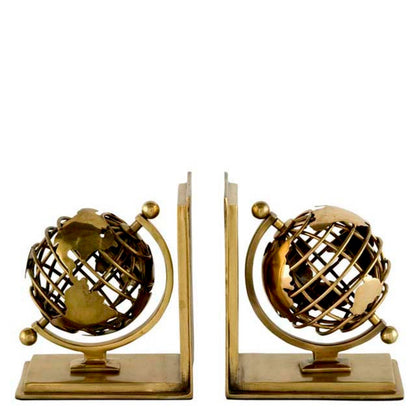 Metal Bookend Set (2) Globe | Cabothousefurniture.com