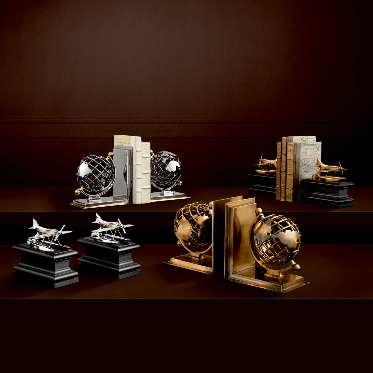 Metal Bookend Set (2) Globe | Cabothousefurniture.com