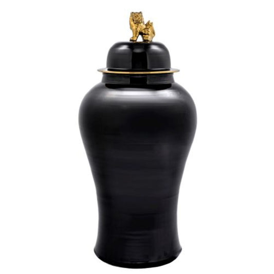Black Porcelain Vase L Golden Dragon | Cabothousefurniture.com