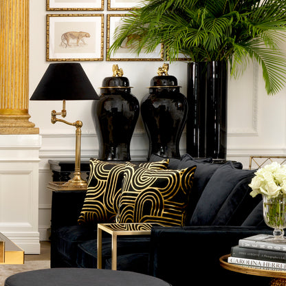 Black Porcelain Vase L Golden Dragon | Cabothousefurniture.com