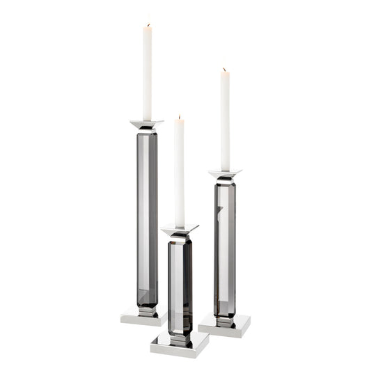 Crystal Glass Candle Holders (3) Livia | Cabothousefurniture.com