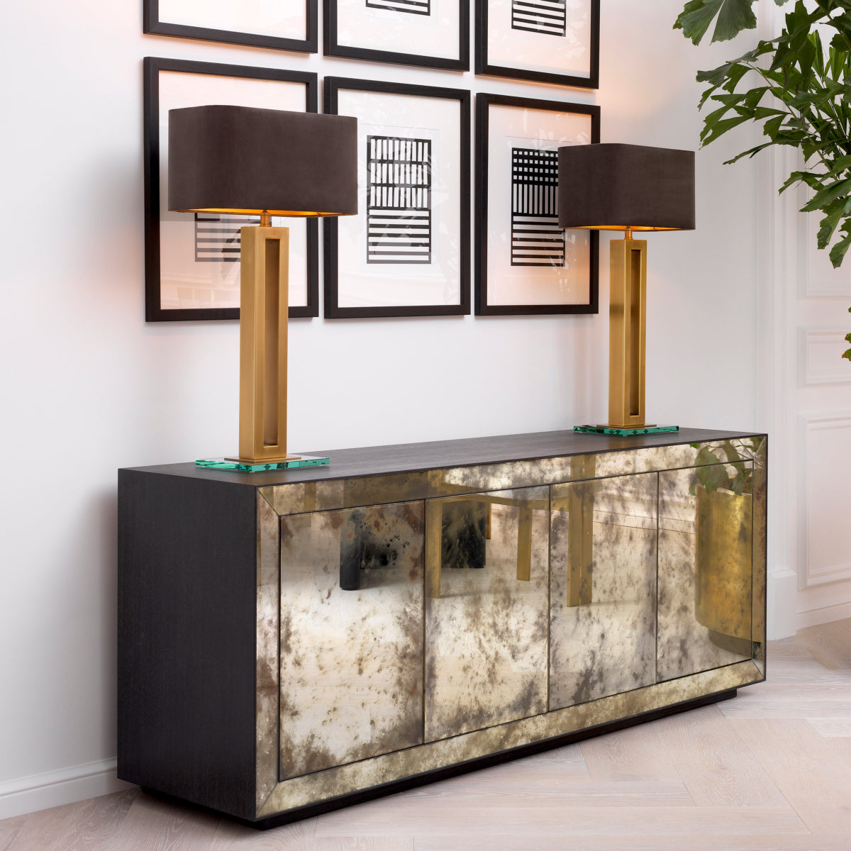 Velvet Brass Table Lamp Cadogan | Cabothousefurniture.com