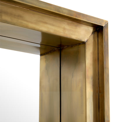 Vintage Brass Rectangular Mirror Magenta